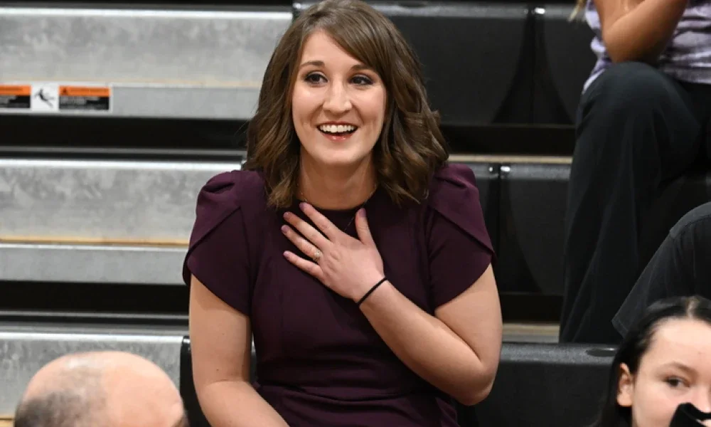 Photo of Ashley Wilkin's reaction to receiving the Milken Award, October 31, 2023