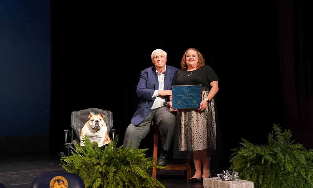 Pictured are Nicole McCulley, State Superintendent of Schools Michele L. Blatt, and Governor Jim Justice posing for a photo.