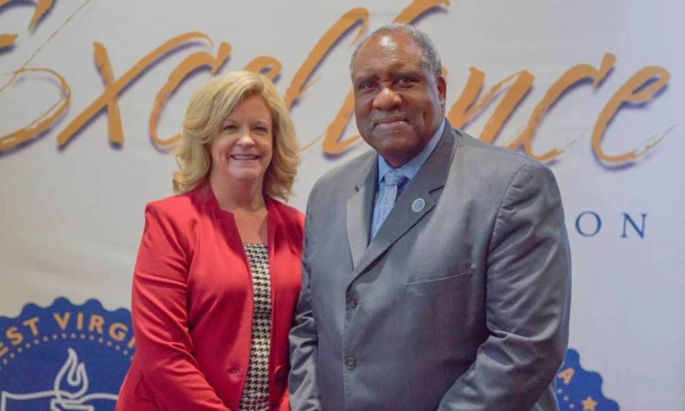 Gary Byrdie and Michele Blatt at the 2024 Teacher & Service personnel of the year sponsor award ceremony.
