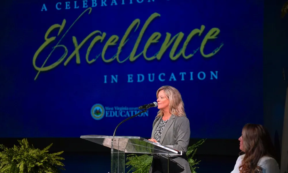 Person speaking from a podium.