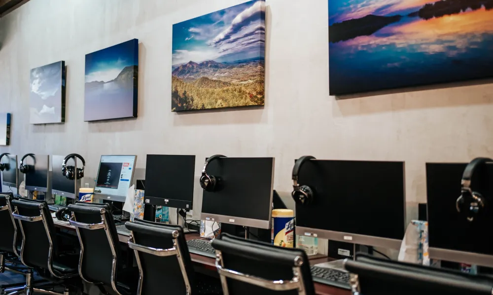 A row of computers.