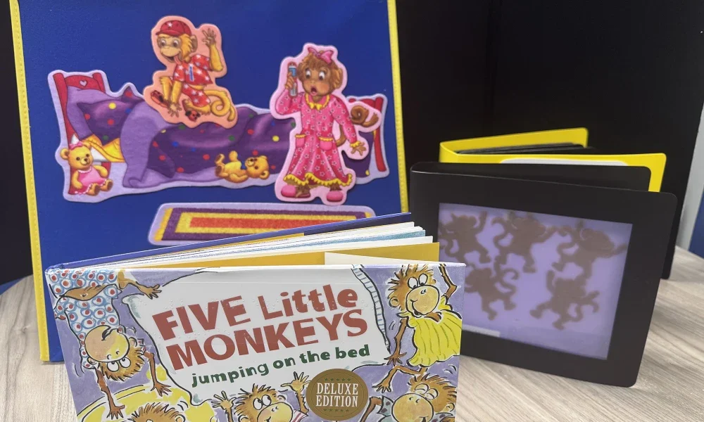 Five Little Monkeys Jumping On The Bed adaptive book box example contents