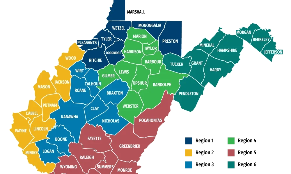 2026 Season Region Map West Virginia Department Of Education 39218 Academic Showdown Regional Map 2026 FOR WEB .webp