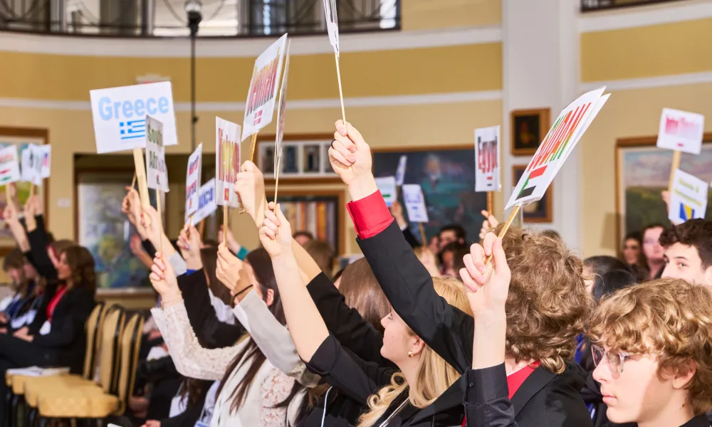 Student simulate delegations from United Nations member countries in Model United Nations