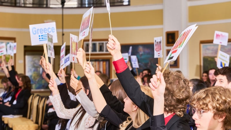 Student simulate delegations from United Nations member countries in Model United Nations