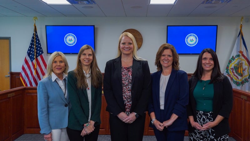 Elizabeth Ryan-Tweedy,  Alicia Riggleman, Kensie Fisher, Kimberly Greene, and Samantha Peaslee smiling.