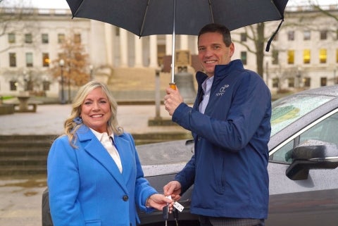 Sharon Cole and David Rosier at the 2024 Teacher & Service personnel of the year sponsor award ceremony