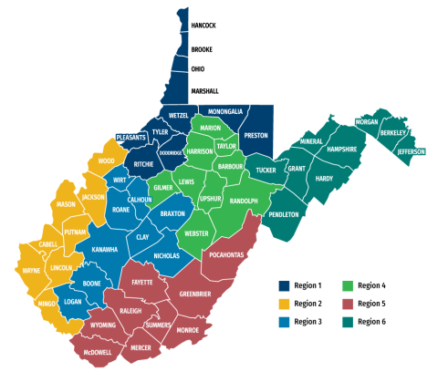 2026 Season Region Map West Virginia Department Of Education 39218 Academic Showdown Regional Map 2026 FOR WEB 