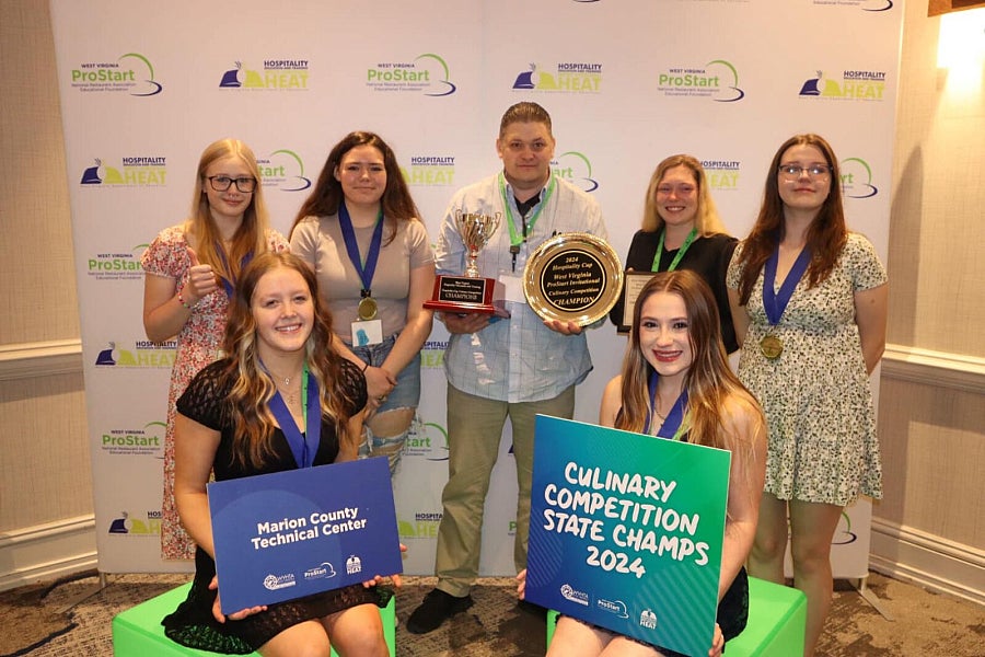 2024 ProStart Award presentation group photo of Marion County Technical Center Culinary Team