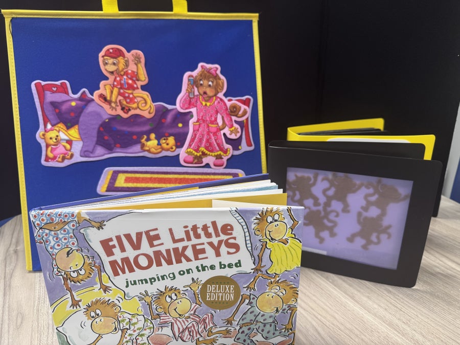 Five Little Monkeys Jumping On The Bed adaptive book box example contents