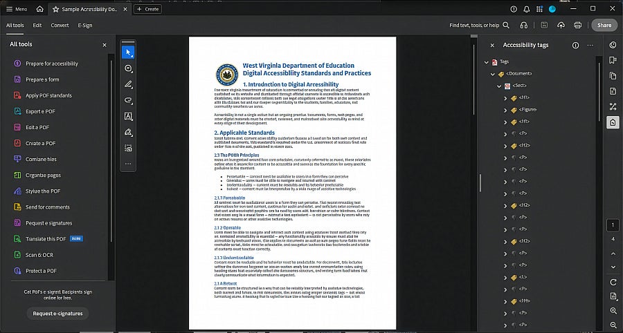Screenshot: The Adobe Acrobat Pro interface on PC