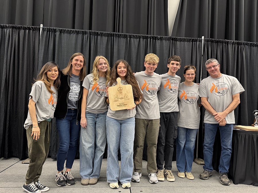 Members of Wheeling Park High School's Culineering Challenge team smiling. 