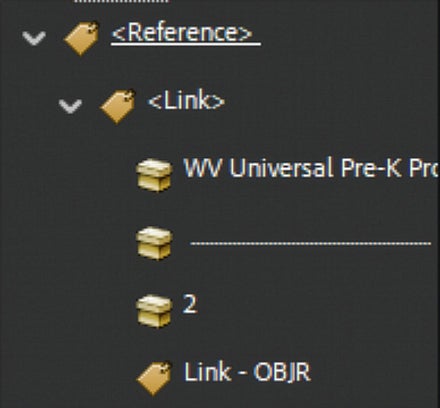 Screenshot: Reference tag structure in Adobe Acrobat