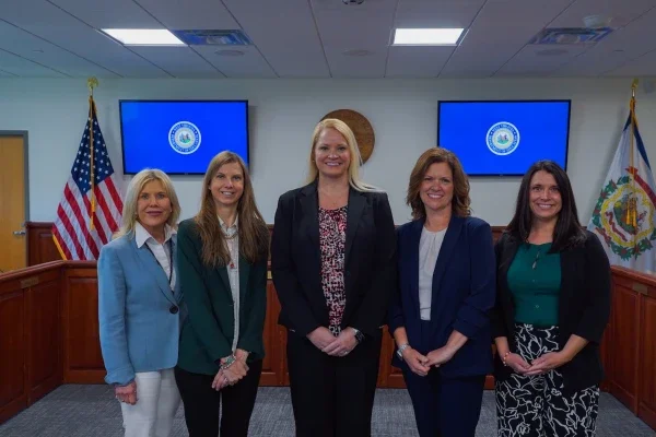 Elizabeth Ryan-Tweedy,  Alicia Riggleman, Kensie Fisher, Kimberly Greene, and Samantha Peaslee smiling.