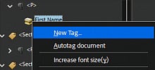 Screenshot: Creating a new tag in Adobe Acrobat