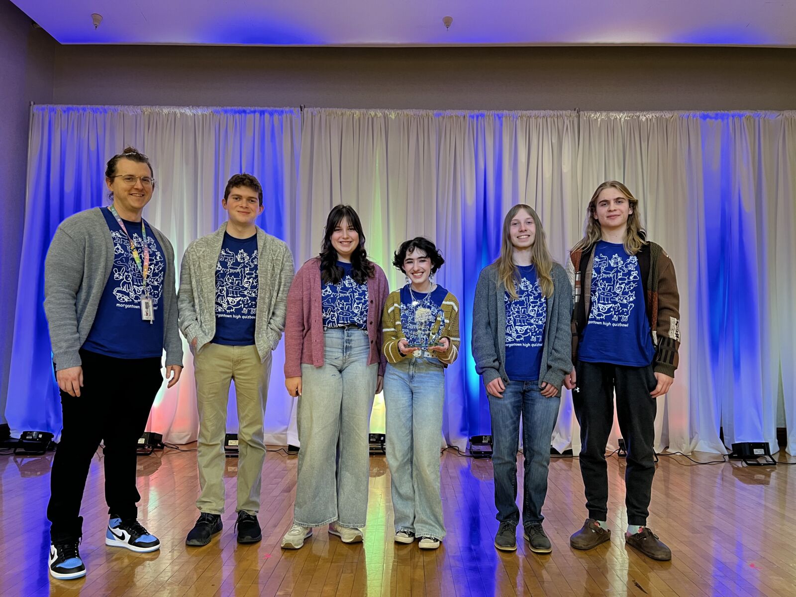 Pictured is Morgantown High School Team 1 posing for a photo at the 2024 Academic Showdown West Virginia University regional competition