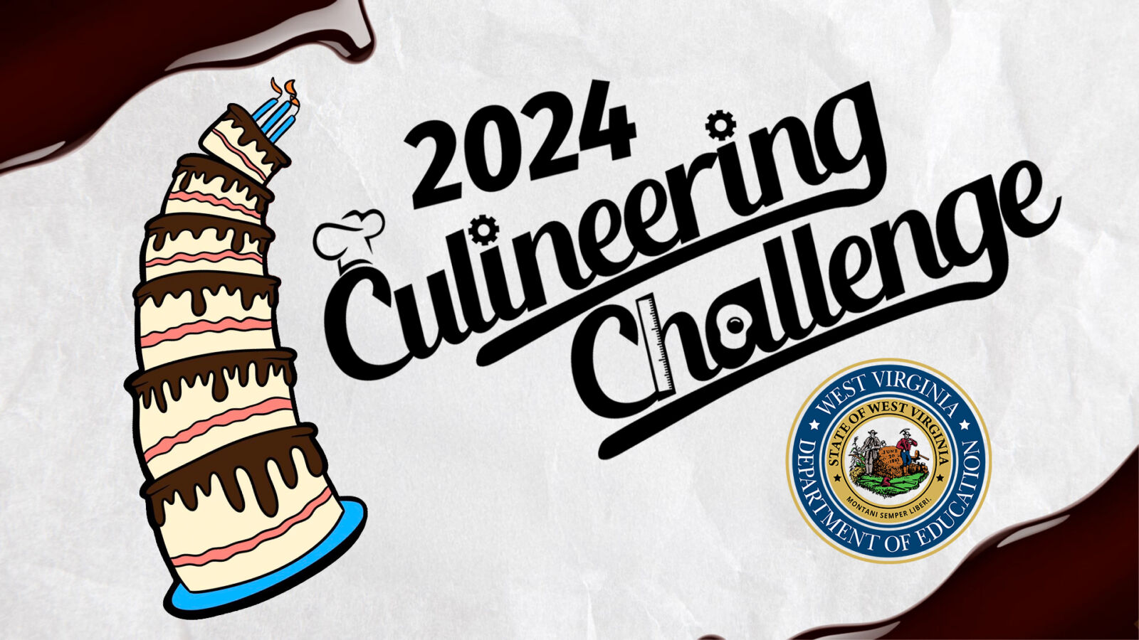 Graphic with the words "2024 Culineering Challenge" on it along with a stack of cakes.